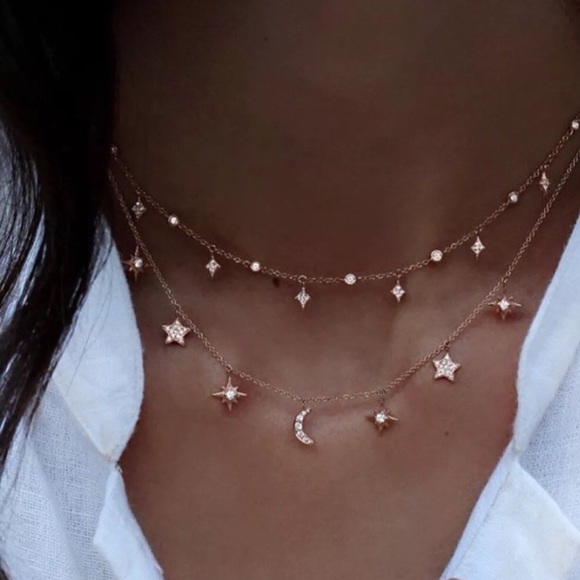 Urban Outfitters Jewelry - Sparkle Star Moon Double Layer Choker Necklace